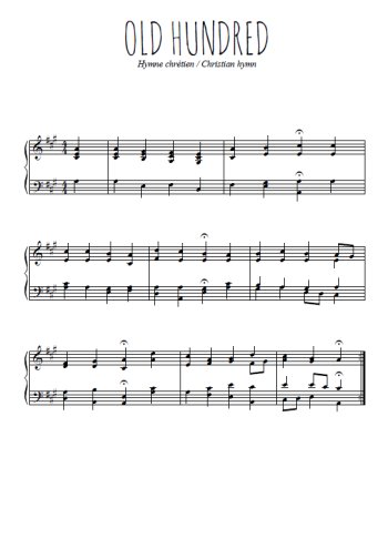 Téléchargez l'arrangement pour piano de la partition de Old hundred en PDF